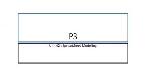 P 3 Unit 42 Spreadsheet Modelling Formulae The