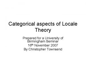 Locale theory