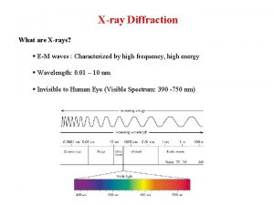 Xray Diffraction What are Xrays EM waves Characterized