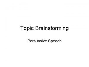 Speech brainstorming