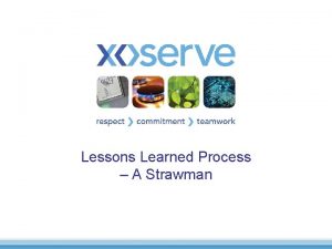 Lessons Learned Process A Strawman Lessons Learned Purpose