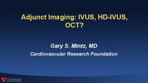 Adjunct Imaging IVUS HDIVUS OCT Gary S Mintz