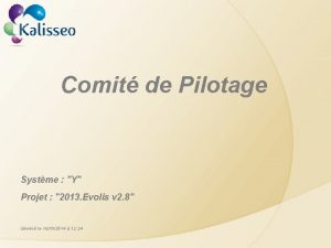 Comit de Pilotage Systme Y Projet 2013 Evolis