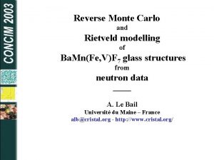 Reverse Monte Carlo and Rietveld modelling of Ba