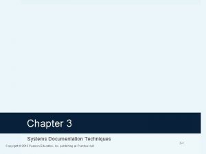 Chapter 3 Systems Documentation Techniques Copyright 2012 Pearson