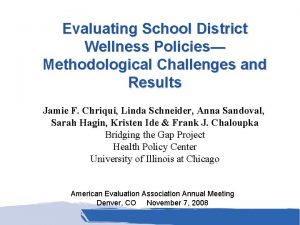 Evaluating School District Wellness Policies Methodological Challenges and
