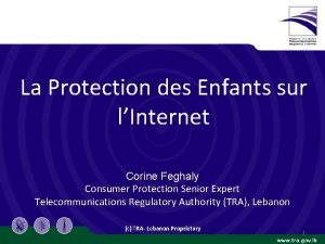 La Protection des Enfants sur lInternet Corine Feghaly