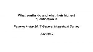 What youths do and what their highest qualification