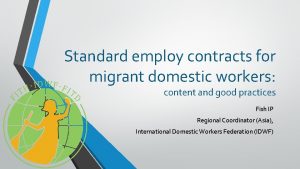 Standard employ contracts for migrant domestic workers content