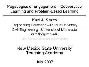 Pegadogies of Engagement Cooperative Learning and ProblemBased Learning