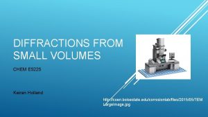DIFFRACTIONS FROM SMALL VOLUMES CHEM E 5225 Keiran