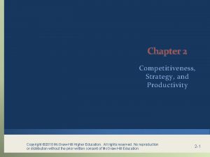 Chapter 2 Competitiveness Strategy and Productivity Copyright 2018