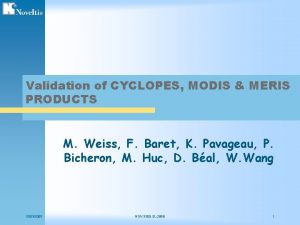 Validation of CYCLOPES MODIS MERIS PRODUCTS M Weiss