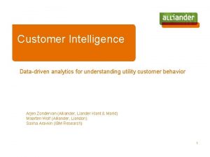 Customer Intelligence Datadriven analytics for understanding utility customer