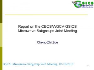 Report on the CEOSWGCVGSICS Microwave Subgroups Joint Meeting