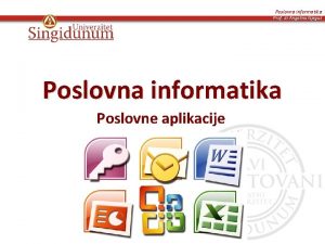 Poslovna informatika excel