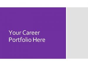 Career portfolio table of contents