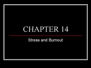 CHAPTER 14 Stress and Burnout The nature of