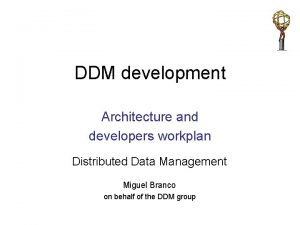 DDM development Architecture and developers workplan Distributed Data
