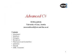 Advanced C H Mssenbck University of Linz Austria