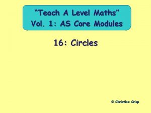 Teach A Level Maths Vol 1 AS Core