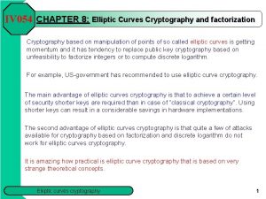 IV 054 CHAPTER 8 Elliptic Curves Cryptography and