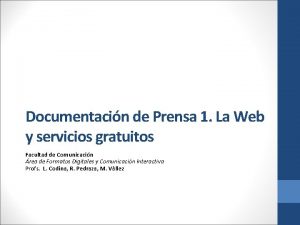 Documentacin de Prensa 1 La Web y servicios