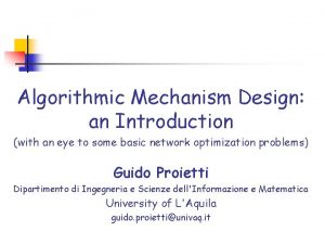 Algorithmic Mechanism Design an Introduction with an eye