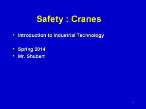 Safety Cranes Introduction to Industrial Technology Spring 2014