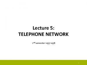 Lecture 5 TELEPHONE NETWORK 2 nd semester 1437