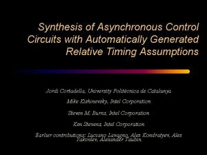 Synthesis of Asynchronous Control Circuits with Automatically Generated