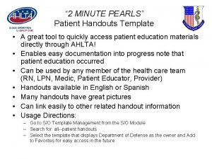 Patient education handouts template