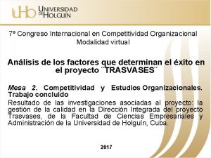 7 Congreso Internacional en Competitividad Organizacional Modalidad virtual