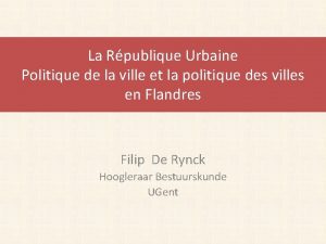 La Rpublique Urbaine Politique de la ville et