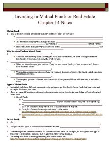 Investing in Mutual Funds or Real Estate Chapter