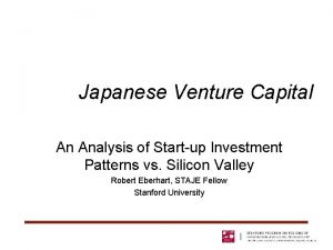 Japanese Venture Capital An Analysis of Startup Investment
