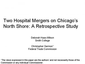 Two Hospital Mergers on Chicagos North Shore A