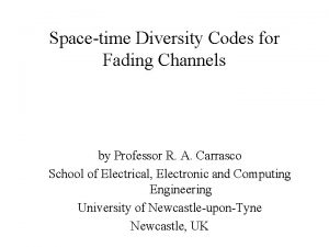 Spacetime Diversity Codes for Fading Channels by Professor