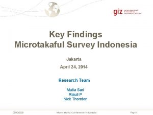 Key Findings Microtakaful Survey Indonesia Jakarta April 24