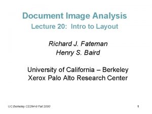 Document layout analysis