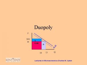 Duopoly Lectures in MicroeconomicsCharles W Upton Duopoly P