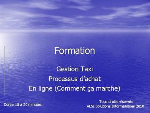 Formation Gestion Taxi Processus dachat En ligne Comment