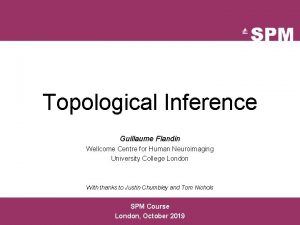 Topological Inference Guillaume Flandin Wellcome Centre for Human