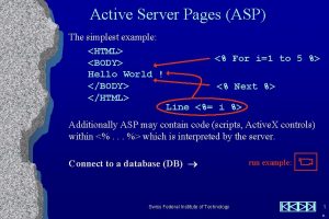 ASP Simplest Example Active Server Pages ASP The