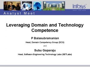 Leveraging Domain and Technology Competence P Balasubramanian Head