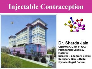 Injectable Contraception Dr Sharda Jain Chairman Dept of