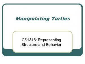 Manipulating Turtles CS 1316 Representing Structure and Behavior