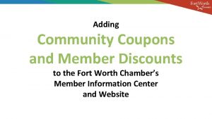 Adding Community Coupons and Member Discounts to the