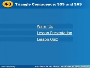 Triangle congruence: sss and hl quiz