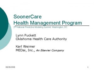 Sooner Care Health Management Program 2 nd National